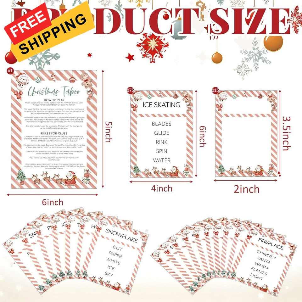 90件装圣诞游戏家庭经典派对板乐趣假日词...  — 第 2/4 张图片