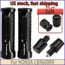 Black For HONDA CBR600RR Motorcycle Handlebar Grips Bar End Cap Tire Valve US