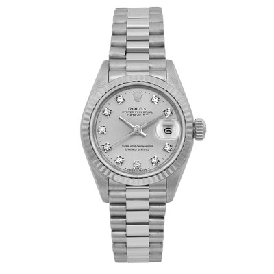 「カズ8778」 Rolex Lady-Datejust 18K White Gold Silver Diamond Dial Ladies
