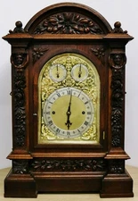 Impressive Huge Antique Carved Oak Triple Fusee 8 Bell Musical Bracket Clock