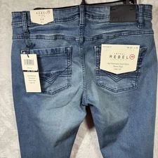 Artful Rebel NEW Men Jean 32x32 Denim Blue Slim Fit Jax Stretch Soft Embroidery