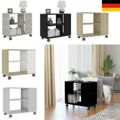 Beistelltisch Rolltisch Wohnzimmertisch Sofatisch Tisch Rollbar Weiß Schwarz DE