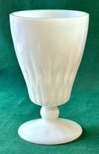 Hazel Atlas Milk Glass Goblet Footed Morrocan Starlite Pedestal Iced Tea 60s Vtg