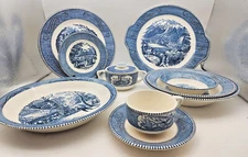 Royal Currier and Ives Blue - Plates, Bowls, Cups, Servingware - Open Stock
