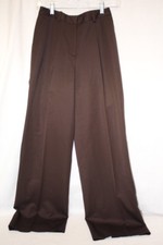 BROOKS BROTHERS Chocolate Brown 100 Wool Pleated Dress Pants Womens, 2-B121