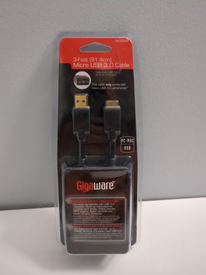 *NEW* GIGAWARE 3-FOOT(91.4CM) MICRO USB 3.0 CABLE PC-MAC-2602583