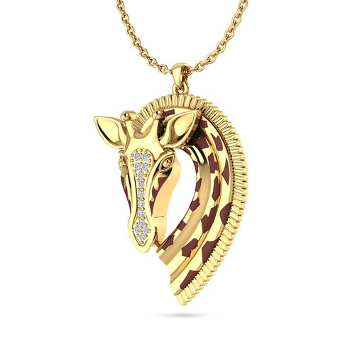 Collana con diamanti, collana con ciondolo giraffa, regalo per lei, regalo di Natale per lei - Foto 4 di 9