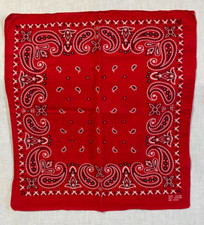 Vintage Red Bandana Handkerchief 100 Cotton Fast Color RN13962 Paisley 14"x16"