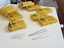 VTG l950's 11 Boxes of Bobby Hair Pins Made England Kirby Beard Blond Black Grey