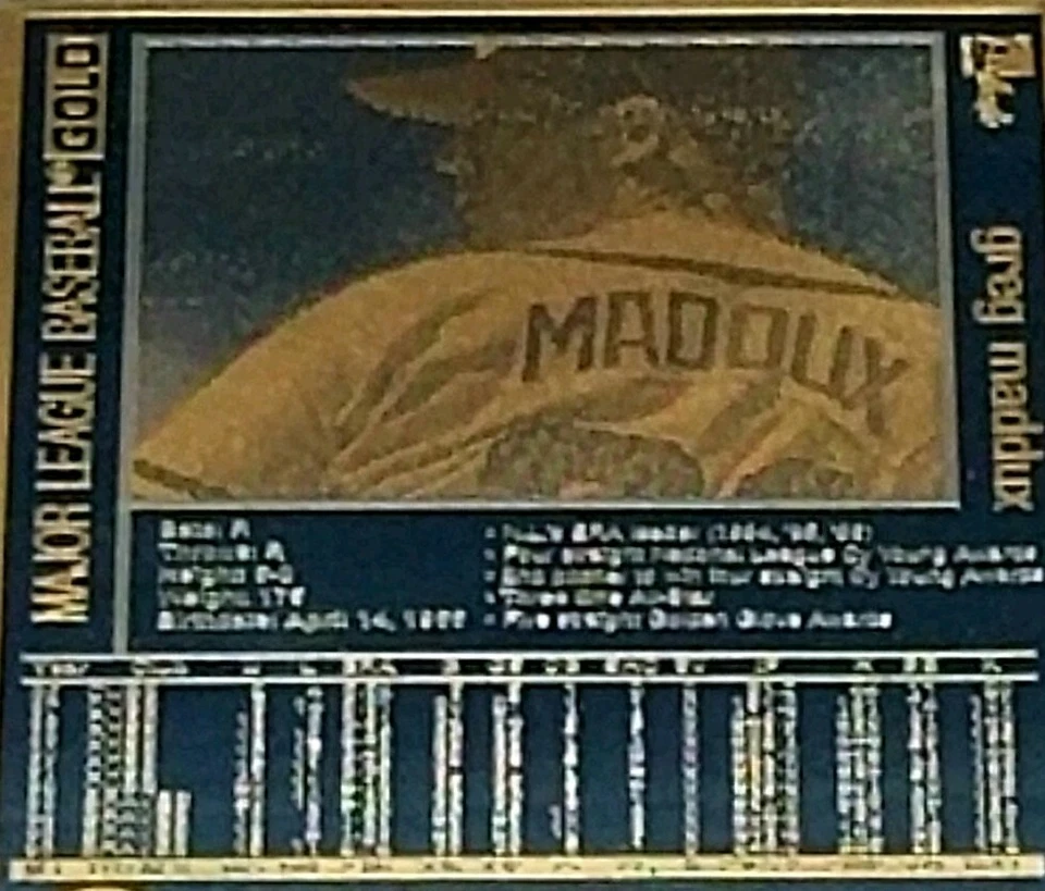 1997 - MLB - Atlanta Braves - Greg Maddux - 24K Gold Metal PRODUCTION PROOF CARD - Image 3 of 4