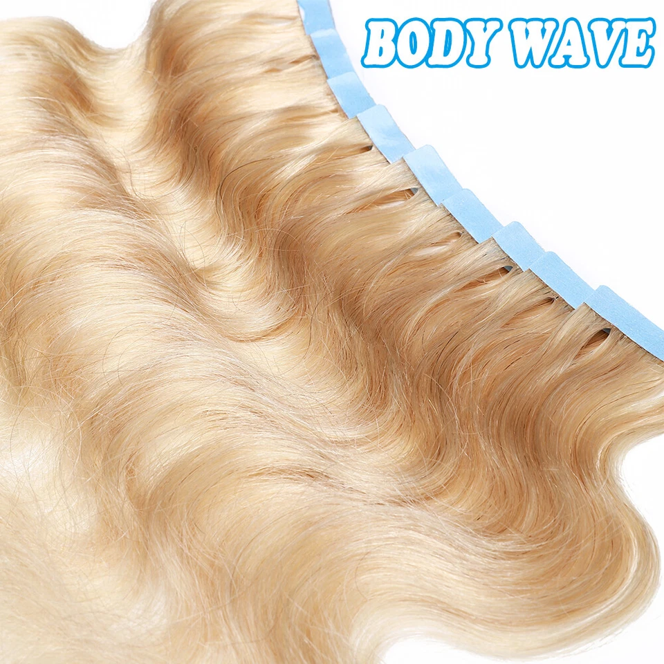 Cinta marrón invisible en extensiones de cabello humano Remy real 20/40/60 piezas de grosor Q396 Foto 2 de 4