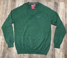 SUPERDRY Jumper Mens LARGE Green Knit Crew Neck Sweater Pullover
