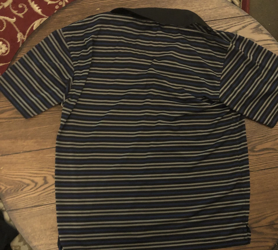 Champions Tour Polo Shirt Blue & Black  Striped Men's Man's Top Golf XL - Image 3 of 3