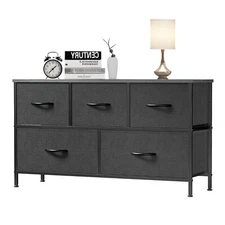 EDX 5 Drawer Dresser, Wide Chest Of Drawers Nightstand Storage Tower Storage