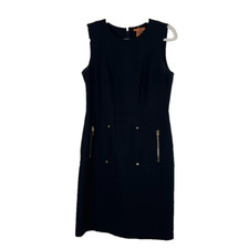 Tory Burch Womens Wool Sheath Dress Size 8 Black Zipper Sleeveless Career Office