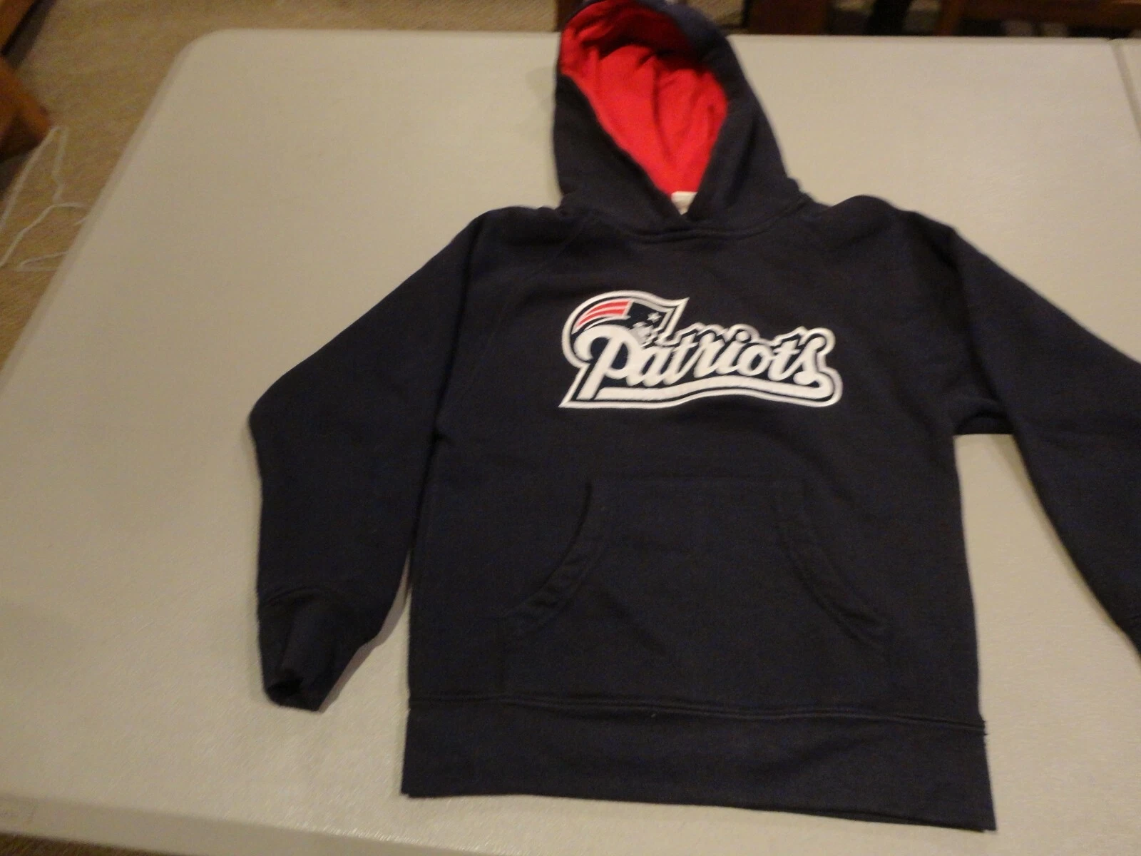 VETEMENTS Felpa con cappuccio blu cucita New England Patriots NFL Football Youth M 5 6
