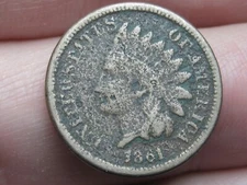 1861 Copper Nickel Indian Head Cent Penny- Fine Details