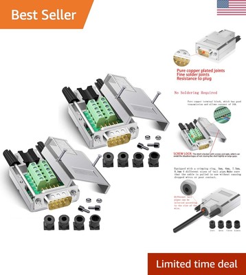 Durable DB9 Male Serial Adapters - 2PCS Solderless Connection for Versatile Use