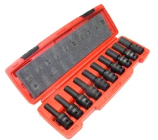 10 Pc 1/2" Dr Deep Socket Set Universal Swivel Impact Sockets CR Molybdenum MM