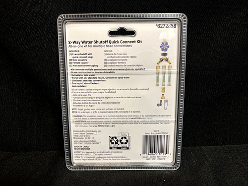NEW Kobalt 2-Way Water Shuttoff Quick Connect Kit P/N: 6272858 - Picture 3 of 5