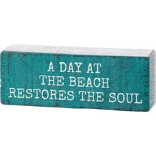 "A Day At The Beach Restores The Soul" - Block Sign