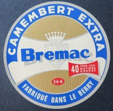 Etiquette fromage CAMEMBERT BREMAC Berry 40% french cheese label 17