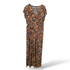 Cocomo Maxi Dress Women’s L Faux Wrap artsy Tie Waist V neck