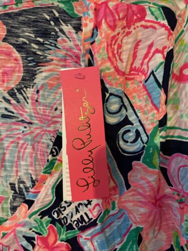 NWT Lilly Pulitzer Etta V-Neck Top High Tide Navy Honda Classic Large - Picture 3 of 12