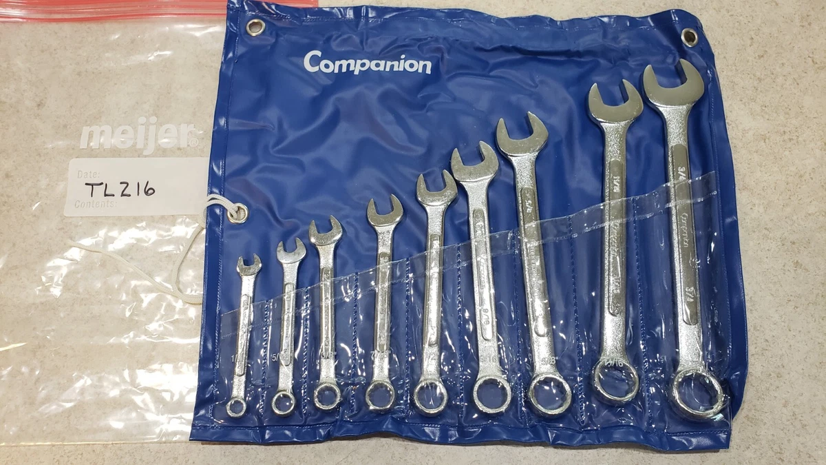 VINTAGE SEARS COMPANION 9 PC SAE COMBINATION WRENCH SET 3 4