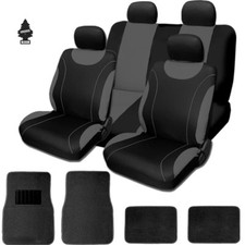 For BMW Car Seat Covers Set Black Grey Car Truck SUV Cloth Full Set w/ Mats