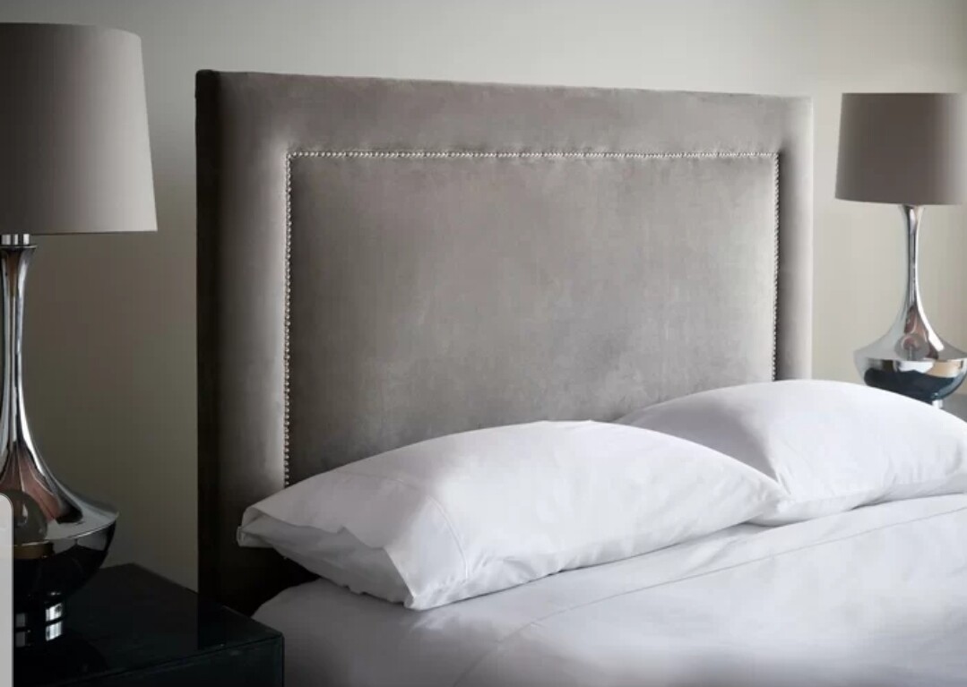 PREMIUM 40" HIGH WALL MOUNTED VELVET STUDDED HEADBOARD 3FT 4FT 4FT6 5FT