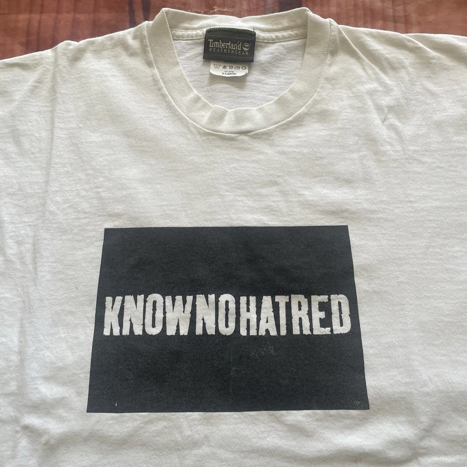 VINTAGE Double Sided 90s Timberland Promo Political Racism Equal Rights TEE XL - Image 3 of 4