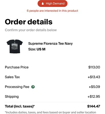 SUPREME Fiorenza Tee Navy Authentic Sold Out NWT SS18 Suprema M