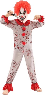 Horror Grusel Killer Clown Overall Halloween Verkleidung Kostüm