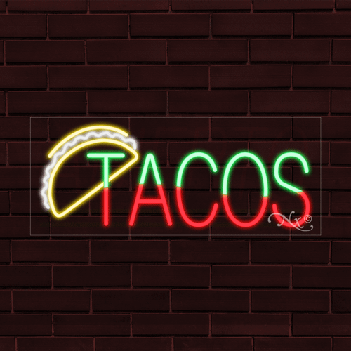 BRAND NEW "TACOS" w/LOGO 30x12x1 INCH LED FLEX WINDOW/WALL INDOOR SIGN 30911 - Picture 1 of 1