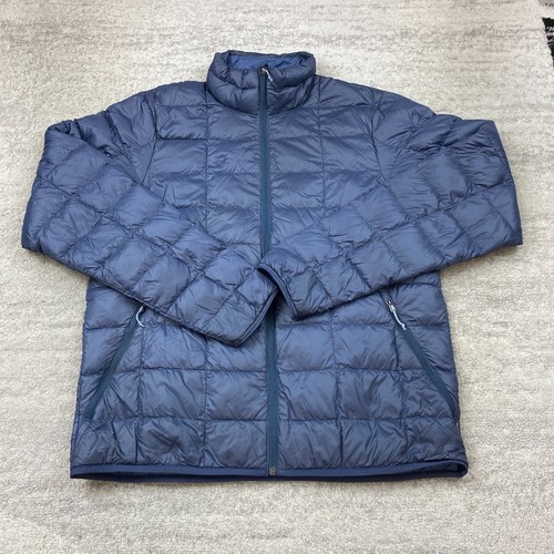REI Down Puffer 650 Jacket Medium Blue Quilted Insulated Full Zip Mens Hiking