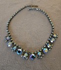 Vintage Austria Aurora Borealis  Green/Blue/Purple Rhinestone Necklace — photo 4