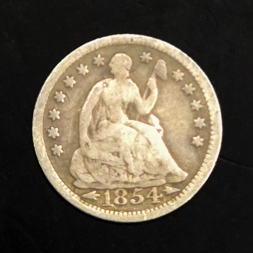 1854 Seated Liberty Half Dime Arrows – F/XF Detail – Rare Early U.S. Silver Coin