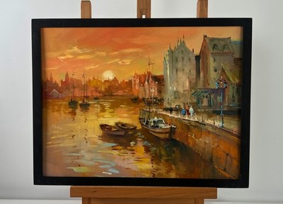 Oil Painting Venice Romantic Sunset Y. Suprunchuk Evening Cityscape Art nAAA4948