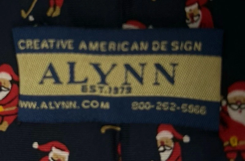 Мужские туфли Alynn Neckwear Golfing Santa 100% шелк синие с Санта-Клаусом на Рождество - Изображение 4 из 4