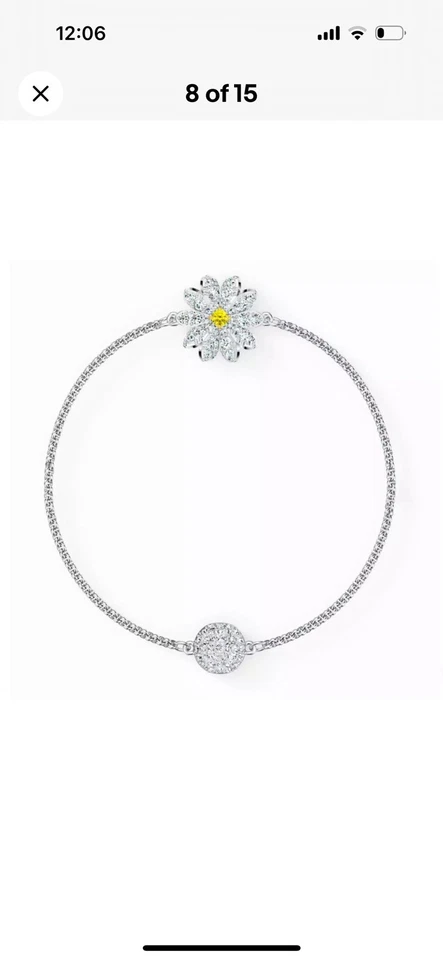 Pulsera Swarovski Remix Flor Margarita Amarillo Cristales Hilo Rodio Sin Caja Foto 4 de 4