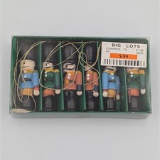 Vintage Wooden Nutcracker Soldier Ornaments Set of 6 Miniature Christmas Decor