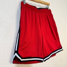 Nike Dri-Fit Classic Basketball Shorts Red Mesh Mens Large Athletic Loose Fit 8"