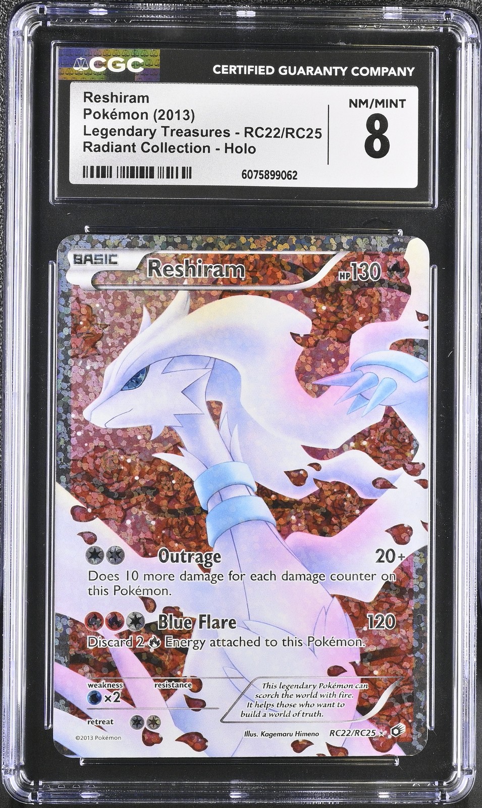 CGC 8 Reshiram Legendary Treasures RC22/RC25 Radiant Collection Pokemon Card