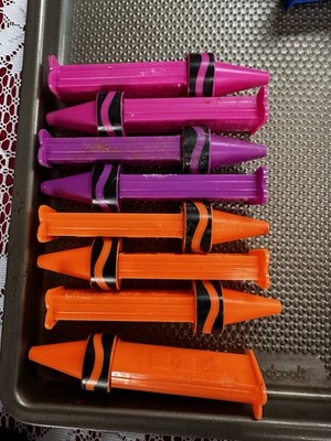 8 PEZ Crayola Crayon 4 Orange 2 Purple 2 Pink