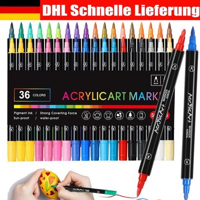 36 Farbe Acrylstifte Marker Set Permanent Wasserfest Pen Für DIY Graffiti Steine