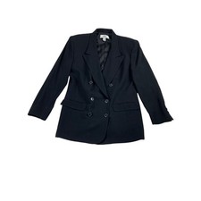 Liz Claiborne Vintage 90's Black Long Line Blazer Size 12 Professional Workwear