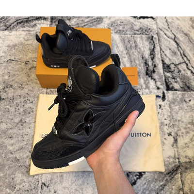 LV Skate Sneaker Herren 46 Schwarz Leder Low Top