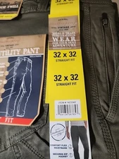 Weatherproof Vintage Flex Utility Pants 5 Pocket Men's 32x32, Olive Green