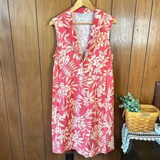 Vintage Dressbarn Floral Tropical Print Midi Dress Beach Vacation Tropical Print